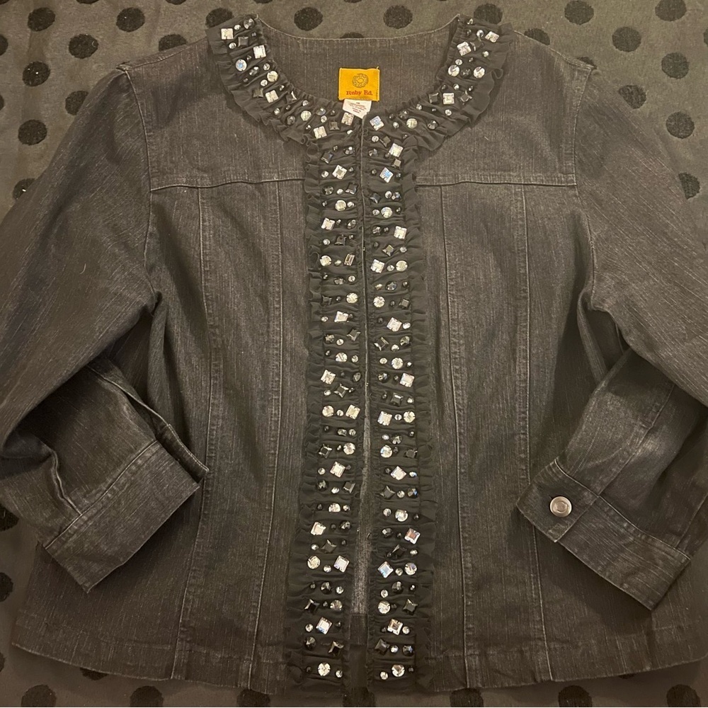 Ruby Rd Black Sparkly Jacket - image 1